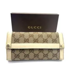 GUCCI 長財布 GG柄 キャンバス Wホック 53211 2888 箱付き