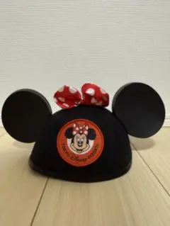 ミニーマウス 耳付き帽子 赤い水玉リボン