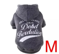 「SALE」秋冬　犬服　パーカー　小型犬　中型犬　グレー　サイズゆったりM