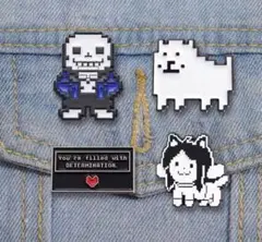 アンダーテール　うざいイヌ　テミー　サンズ　ロゴ ピンバッジ　ピンズ