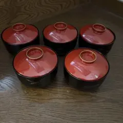 蓋つき煮物椀 5客セット 八角形 漆器 - メルカリ