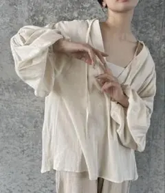 select MOCA by son ボリュームスリーブリネンスキッパーシャツ