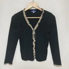 バーバリーブルーレーベル カーディガン（M）黒 フリル ノバチェック 長袖 上品のサムネイル
