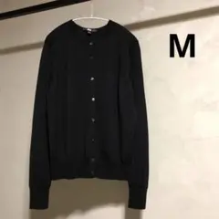 美品 ユニクロ エクストラファインメリノクルーネックカーディガン 黒 M