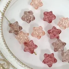 A-86 手染めビーズ　クラック ぷっくりお星様12個