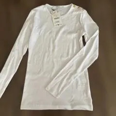 ZARA ザラ　新品　リブ地ボタン長袖Tシャツカットソー
