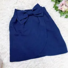 【ByeBye】　ウエストリボンラップミニスカート　ウエストゴム