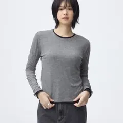 GU ソフトシアー クルーネックT グレー XL