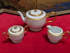 大倉陶園 色蒔き ピンク ティーポット シュガーポット クリーマー 