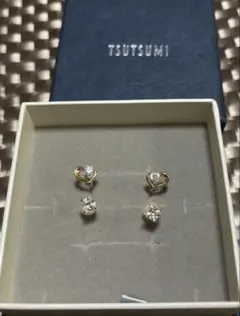 K18 TSUTSUMI ハート＆ストーン ピアス 2点セットのサムネイル