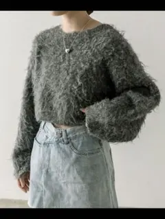 mystic ミスティック　ウールシャギーショートニット