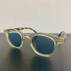 クリアフレーム ブルーレンズ ラウンドサングラス