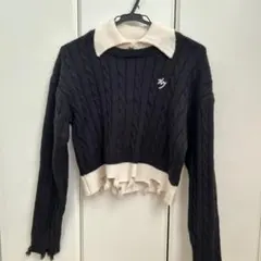 ケーブルニットクロップドセーター