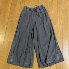グレー ワイドパンツ コットン混紡