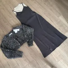 ラグナムーン　ラメフェザーカーデセットニットワンピースM 新品未使用