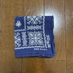 希少 ヴィンテージ バンダナ クロス柄 ネイビー 黒 USA製 断捨離