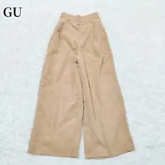 ジーユー　GU　ワイドパンツ　ブラウン　コーデュロイ　無地　大人　シンプル