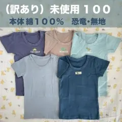 【未使用】綿100% 半袖キッズシャツ肌着 100cm5枚セットまとめ売り　恐竜