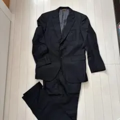 ドメール ダークグレー ストライプ ビジネススーツ