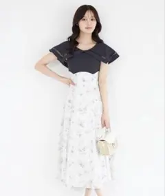 tocco closet ビックカラーバックレースアップドッキングワンピース