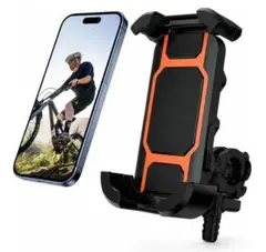 新品未使用✨️ スマホホルダー 自転車 バイク 振動吸収 片手操作 オレンジ