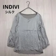 ◆ INDIVI インディヴィ シルク サテン カットソー Tシャツ