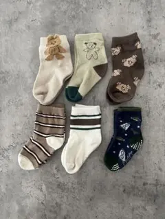 ベビー靴下 6足セット クマデザイン　ストライプ　プードル　韓国子供服
