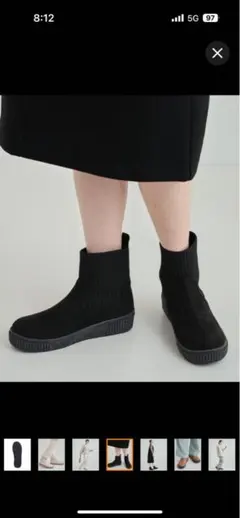 SHOO・LA・RUE，シューラルー撥水すっぽりラクラクはきぐちニットブーツ黒