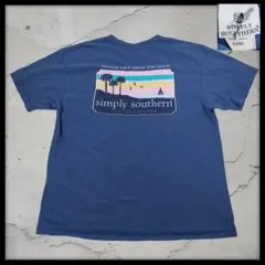 シンプリーサザン Tシャツ XL ブルー 両面プリント バックプリント 古着