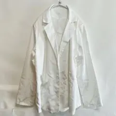 希少XXL 古着 ホワイト テーラードジャケット ビッグシルエット 白 テック系