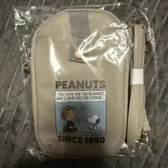 スヌーピー　スマホショルダーバッグ　Peanuts　グレー