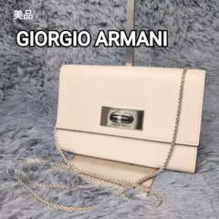 ほぼ未使用 タグあり Giorgio Armani 遊び心ある シボレザー長財布