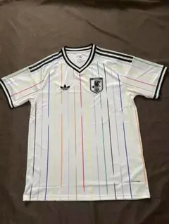 サッカー日本代表アウェイユニフォームトレフォイル三つ葉カラーストライプXLサイズ サッカー日本代表アウェイユニフォームトレフォイル三つ葉カラー