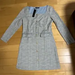 チェック柄ツイード風長袖ワンピース　新品