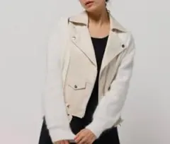 セール snidel スナイデル2wayホワイトモヘアライダースニットジャケット