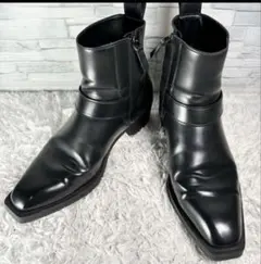 ZARA ザラ　ラスティックブーツ　リングブーツ　バックル　サイドファスナー　黒