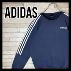 も*え様 adidas トレーナー スウェット オシャレ ストリート ネイビー