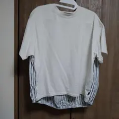 ノーザントラック異素材ドッキング 半袖Tシャツ ストライプ柄のサムネイル