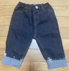 プティマイン　バックりぼんデニムズボン ジーンズ 90 着1美品 ネイビーブルー