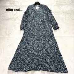 【新品未使用】niko and... 花柄フレアワンピース ロング グリーン