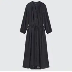 UNIQLOユニクロ プリントドローストリングロングワンピース（7分袖）