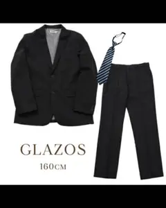 【美品】男の子 スーツ3点セット 160cm 黒 ブラック　GLAZOS