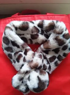 ヒョウ柄ファー スヌードマフラー