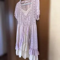axes femme 薄紫 レース付きワンピース Mサイズ
