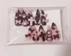 地雷系 黒ピンク ピンク 推し活 量産型 ネイルチップ