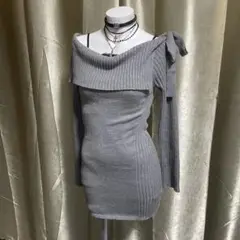 オフショルダー ニットワンピ リボン y2k 平成ギャル 姫ギャル