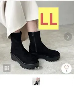 【最終値下げ】ＬＬ　25cm 厚底ストレッチソックスブーツ （ブラックスエード）