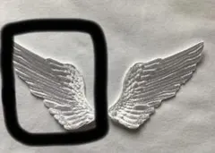 白　天使の羽刺繍アイロンワッペン