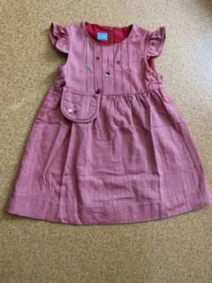 ファミリア　赤　フリル袖　ジャンバースカート