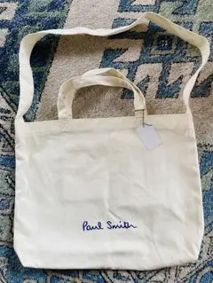 Paul smith ポール スミス　Logo ブルー トートバッグ　ホワイトのサムネイル